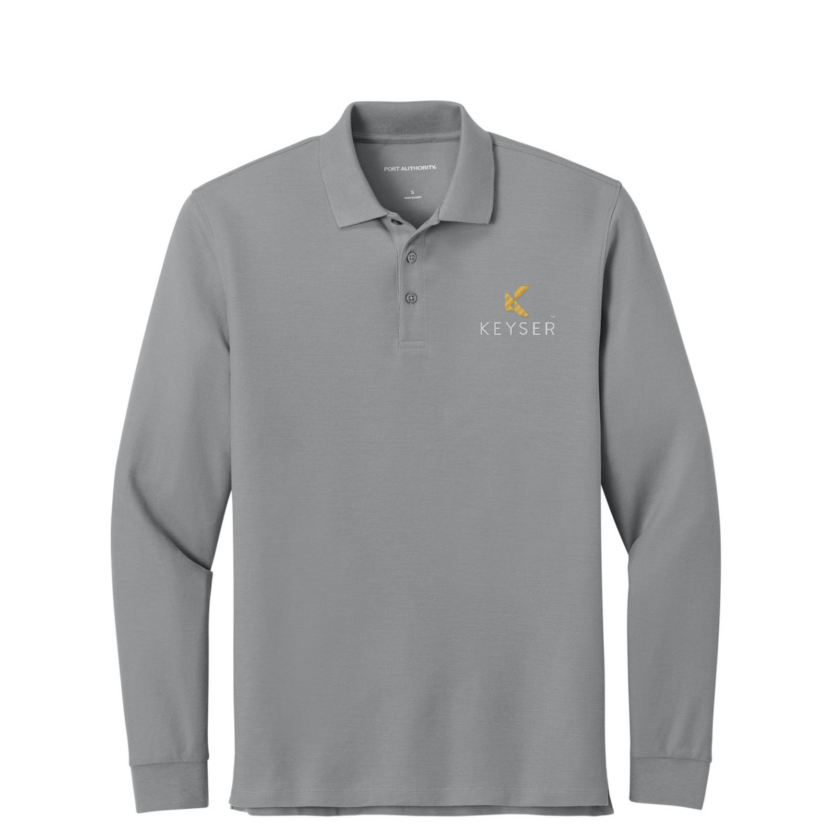 Port Authority Wearever Signature Pique Long Sleeve Polo — Gusty Grey