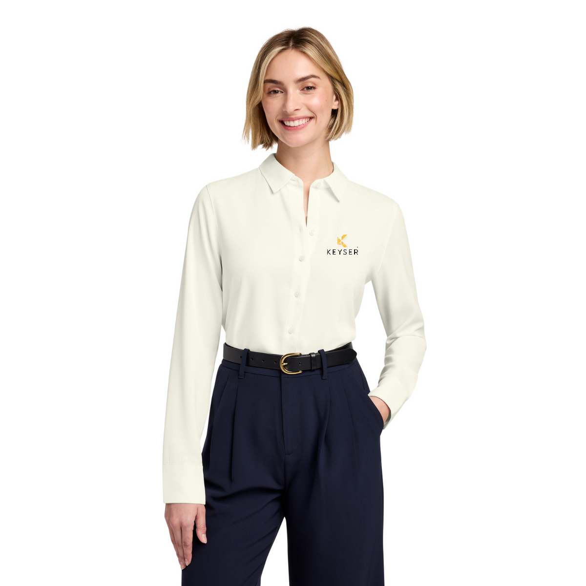 Brooks Brothers Women's Full-Button Satin Blouse — model