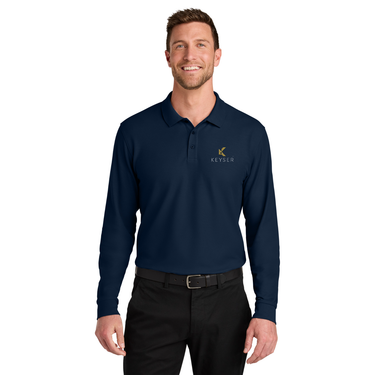 Port Authority Wearever Signature Pique Long Sleeve Polo — model