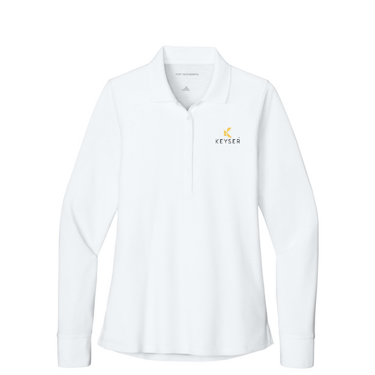 Port Authority Women's Wearever Signature Pique Long Sleeve Polo — White