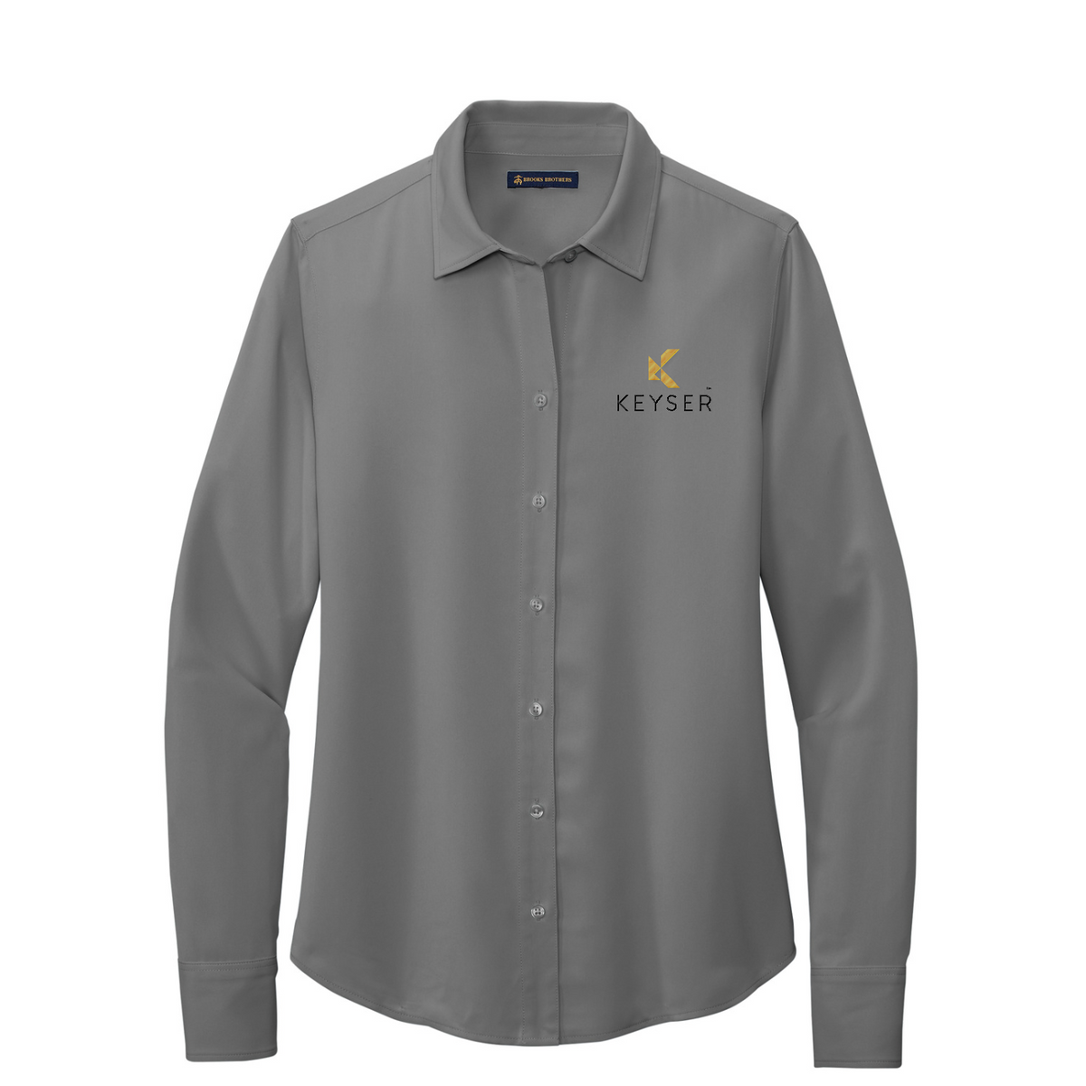 Brooks Brothers Women's Full-Button Satin Blouse — Shadow Grey