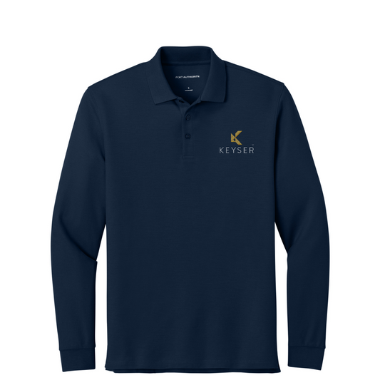 Port Authority Wearever Signature Pique Long Sleeve Polo — River Blue Navy