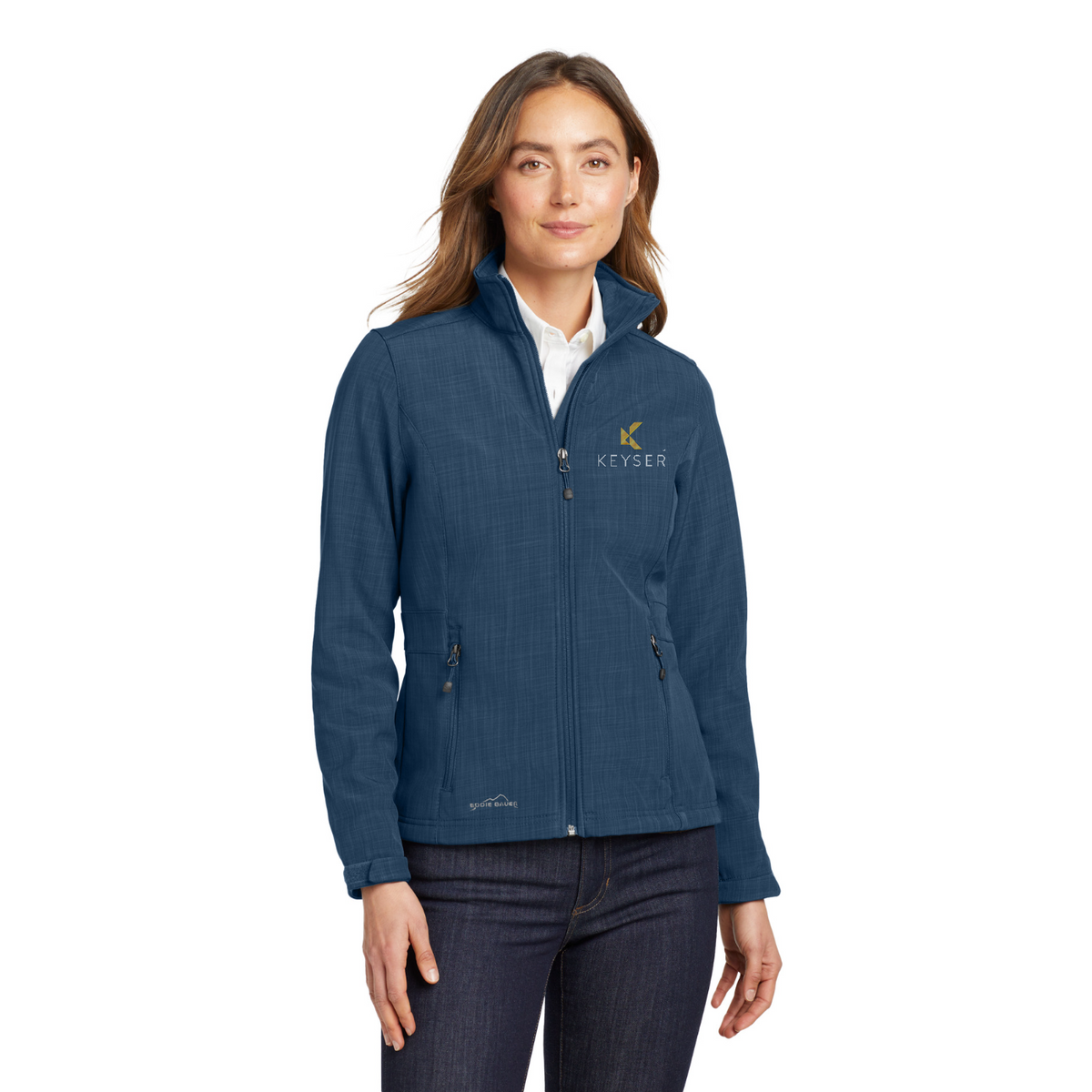Eddie Bauer Women's Shaded Crosshatch Soft Shell Jacket — model