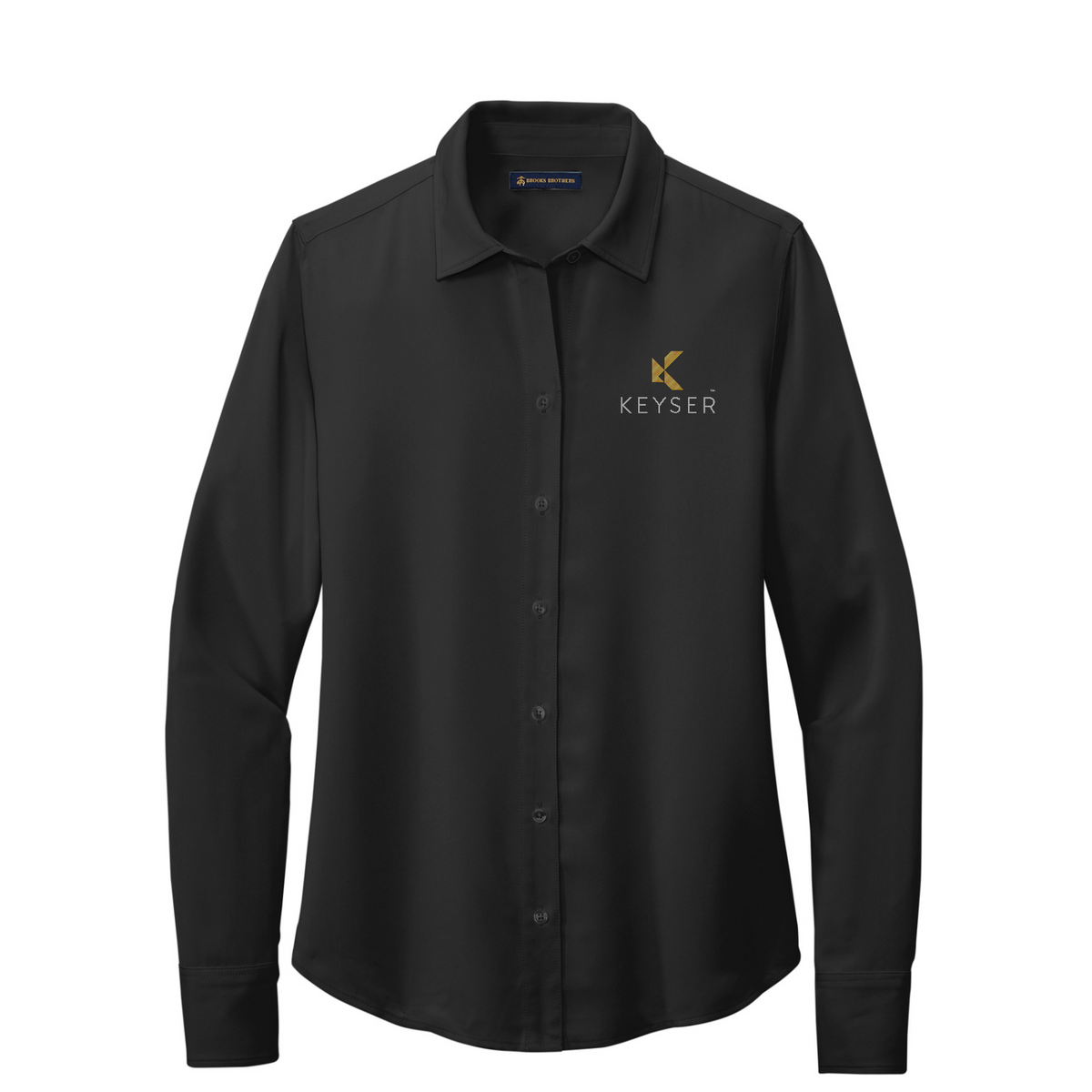 Brooks Brothers Women's Full-Button Satin Blouse — Deep Black