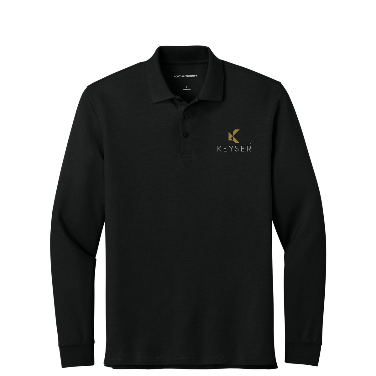 Port Authority Wearever Signature Pique Long Sleeve Polo — Deep Black
